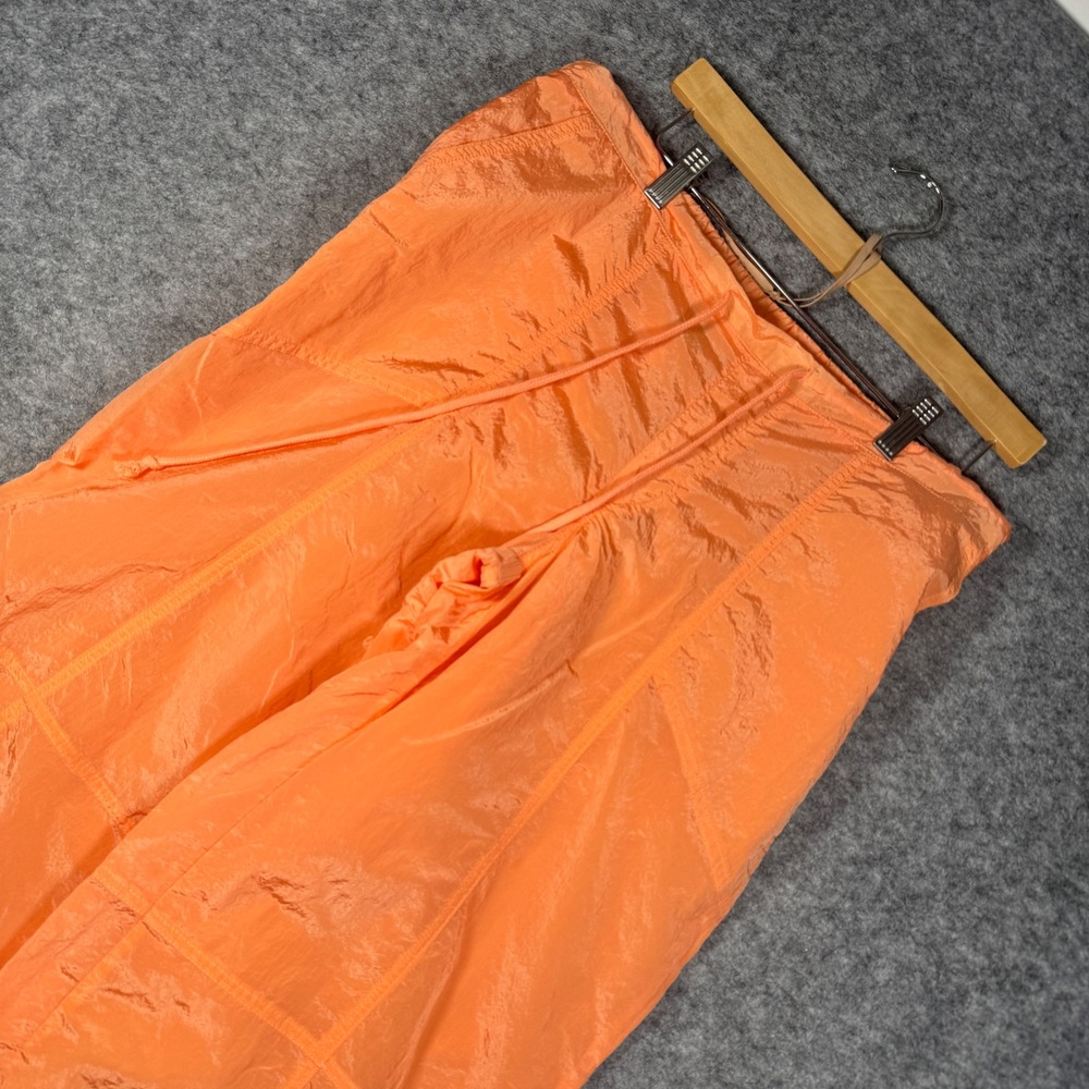 Wild Fable Womens Orange Nylon Parachute Cargo Pants Small Baggy Drawstring Hem